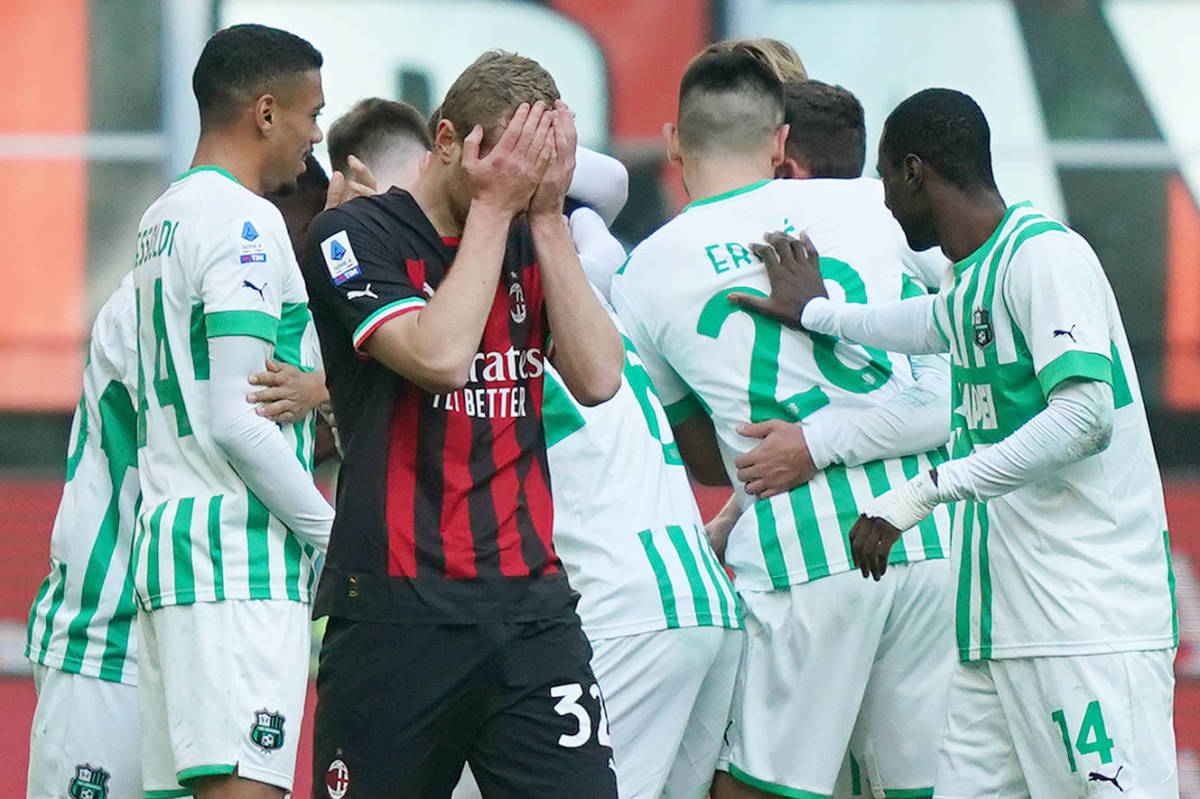A photo taken during Sassuolo's 5-2 win at AC Milan in January 2023